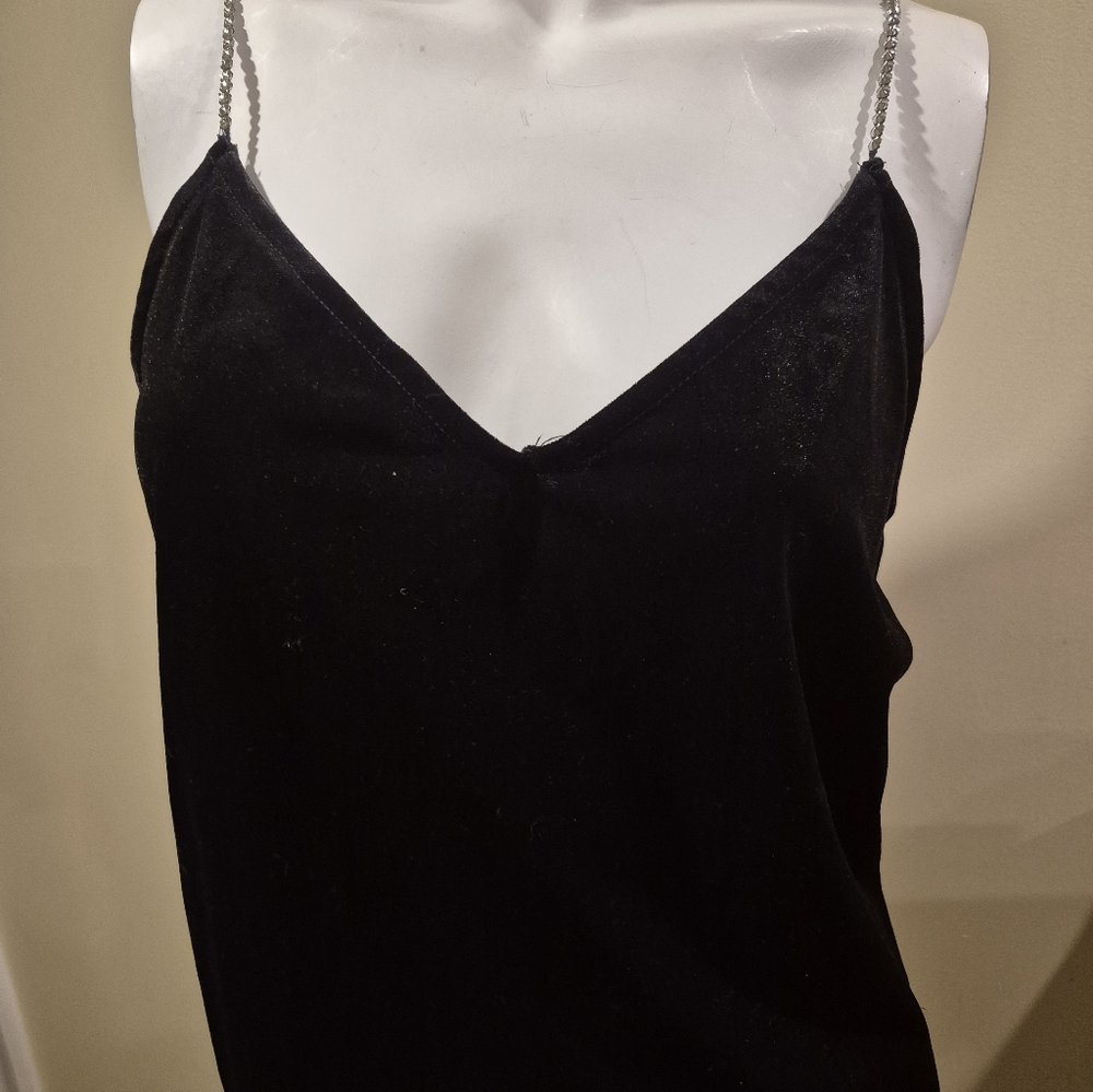 DYNAMITE Black Velvet Jewel Strap Cami Top Size S